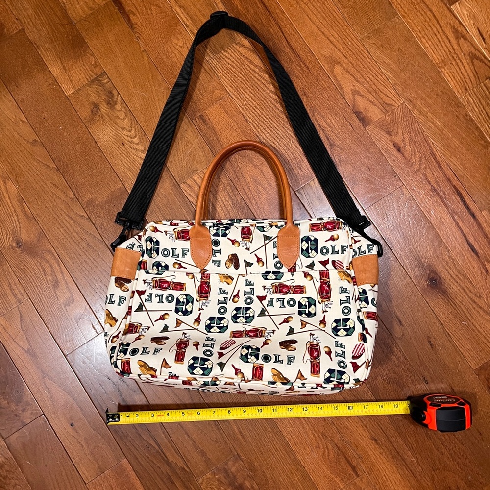 Unique Golf Print Bag - White and Brown